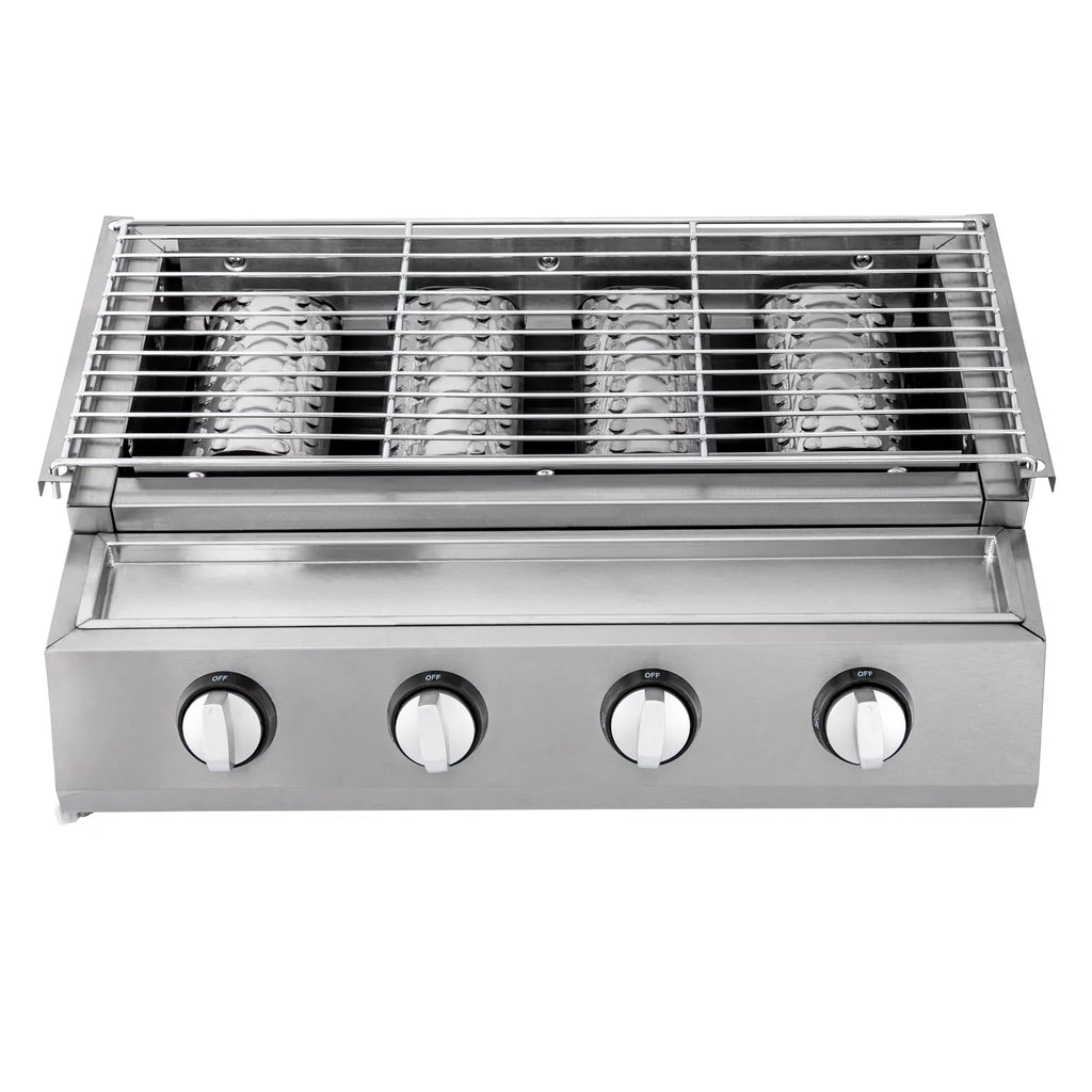 Countertop Barbeque Grill,  Gas 4-Burner Stainless Steel Grill for Outdoor Sliver