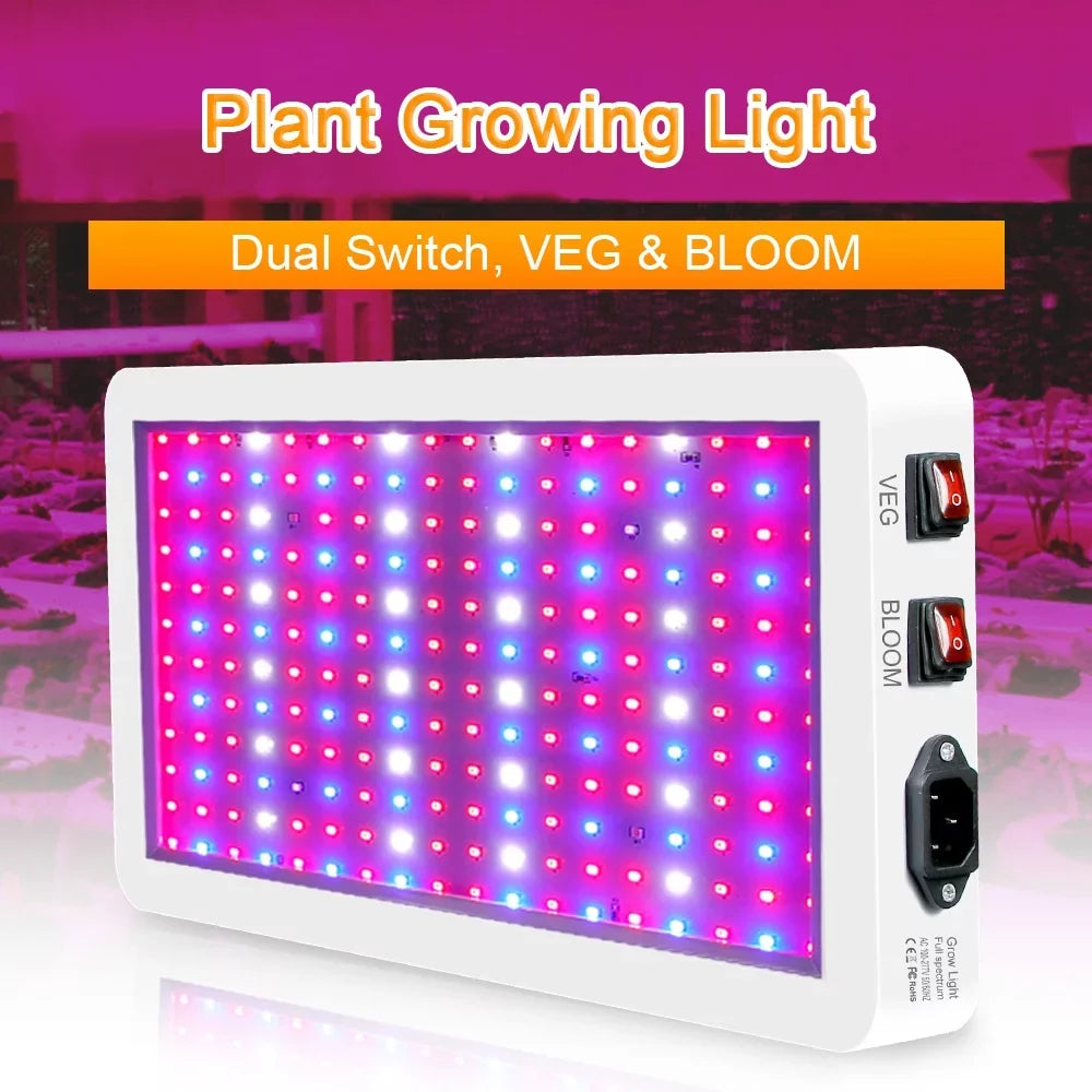 Anself 2000W Full Spectrum  Grow Light - 312 LEDs with Veg/Bloom Dual Switch -  Waterproof Indoor Plant Growing Lamp - Ideal for Seedlings, Flowers, Greenhouse Use