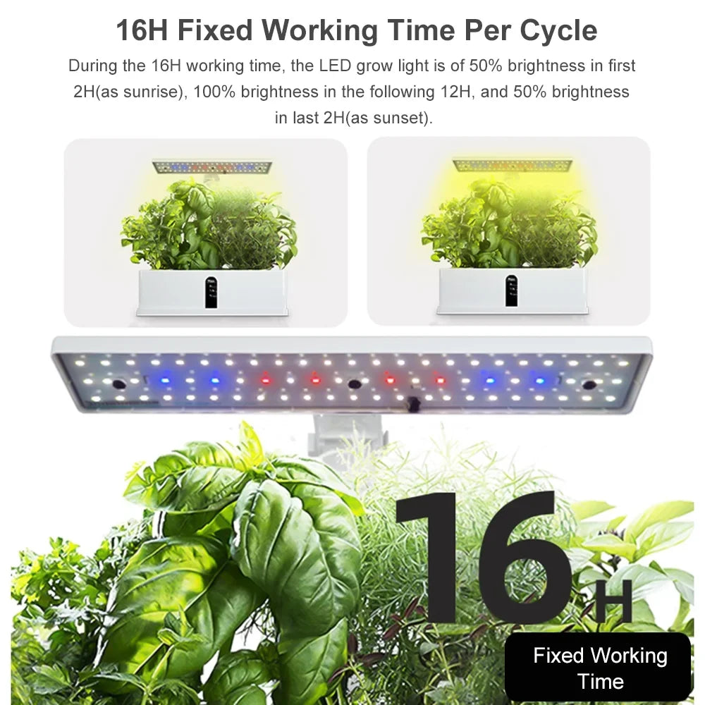 Leyfeng Smart Hydroponics Growing System Indoor Herb Garden Kit 9 Pods Automatic Timing with Height Adjustable 15W  Grow Lights 2L Water Tank Smart Water Pump for Home Office Kitchen