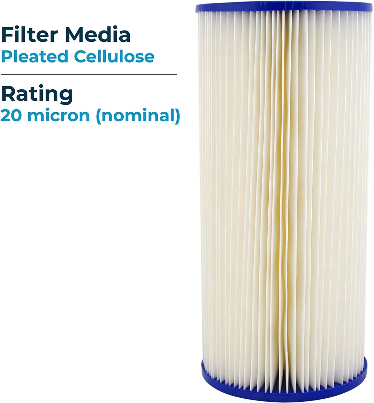 SpiroPure -- 10x4.5 20 Micron Pleated Cellulose Sediment Water Filter Cartridge - 155405-43 (Case of 8)
