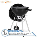 Sophia & William 18-inch Kettle Charcoal  Grill with Porcelain-Enameled Lid and Bowl, Chromeplated Grate, Ash Catcher for Outdoor Picnic  Patio Camping, Black