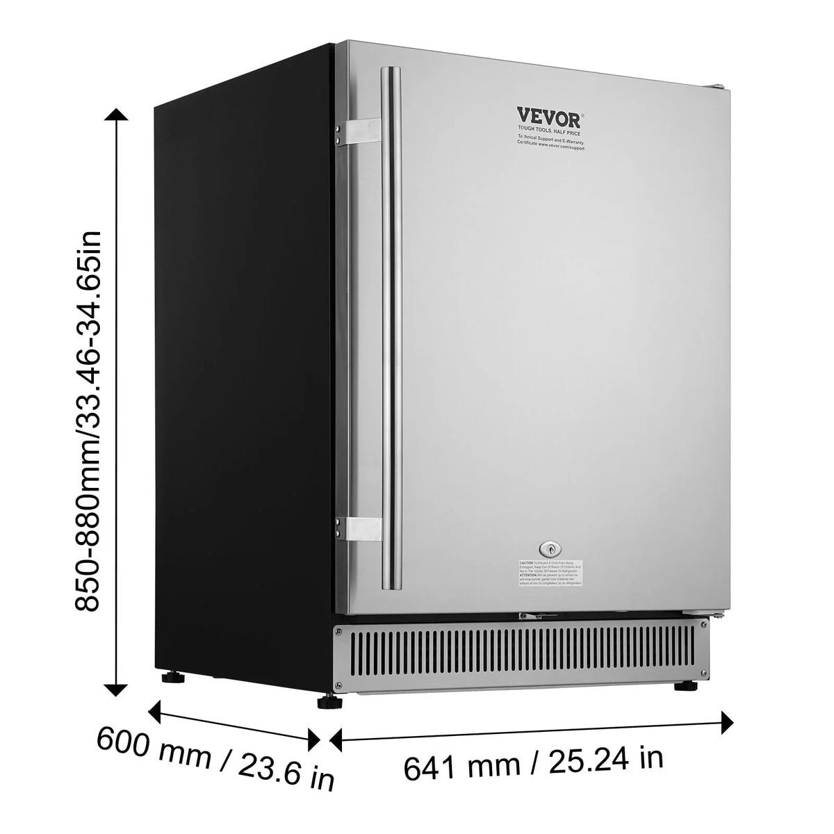 175 Cans Outdoor Beverage Refrigerator Cooler 24" 185QT Beer Soda or Wine Frigera Indoor&Outdoor