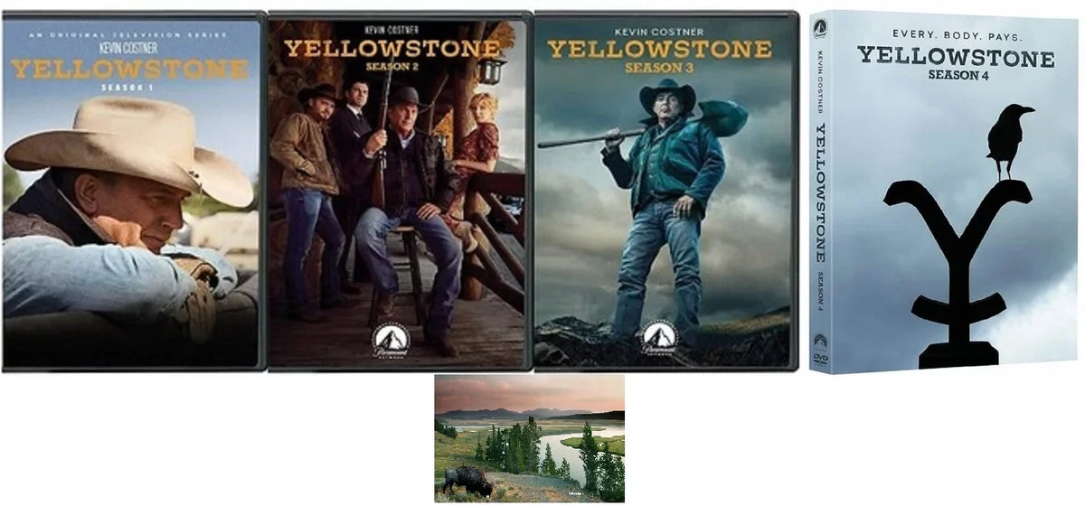 Yellowstone Complete Seasons 1 2 3 4 Kevin Costner 17  Set 39 Episodes Includes Glossy Print Yellowstone Art Card