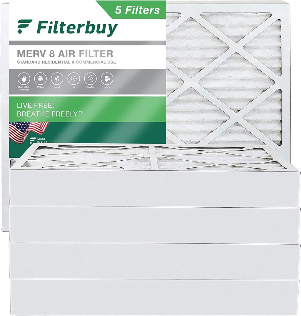 Filterbuy 12x18x4  8 Pleated   Furnace Air Filters (5-Pack)