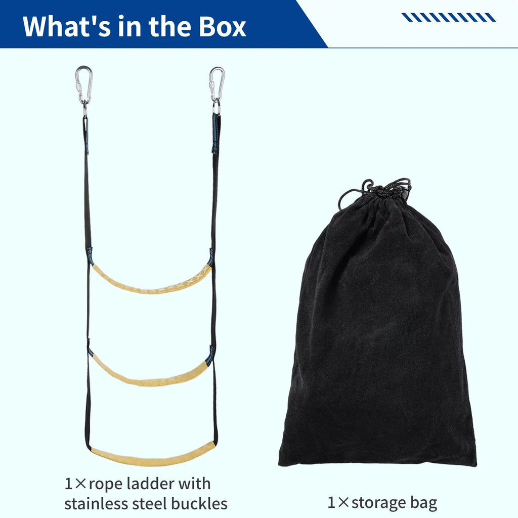 Marine Boat Rope Ladder, 3-Step Portable Rope Boarding Ladder, Folding Climbing Ladder for Inflatable Boat, Sailwatercraft, Kayak, Canoeing, Motorwatercraft