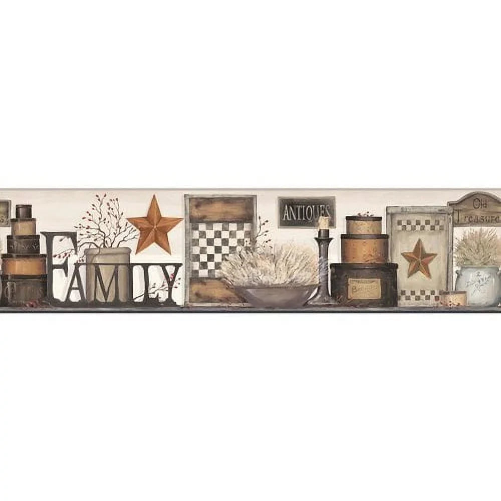 York Wallenclosureings Country Keepsakes Family Shelf Border Wallpaper