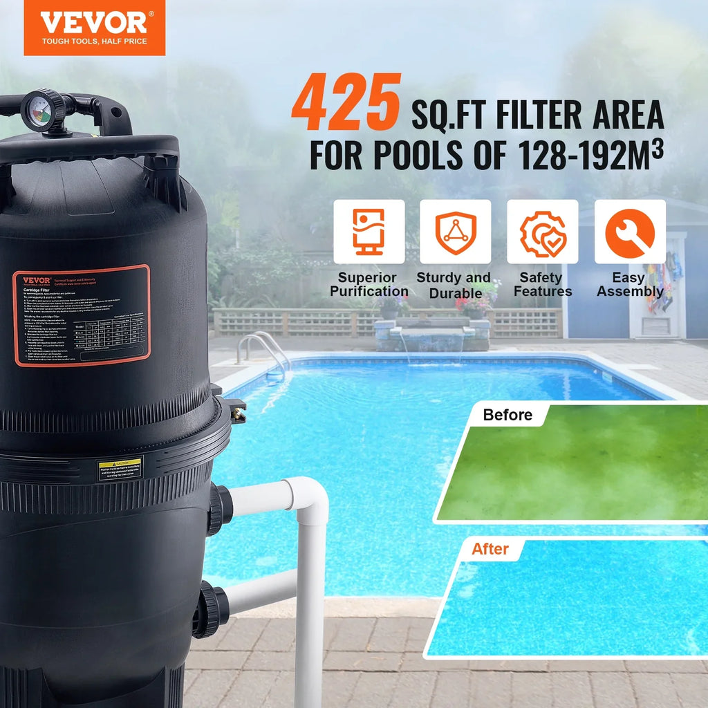 425Sq.Ft Pool Cartridge Filter In/Above Ground Swimming Pool Filtration