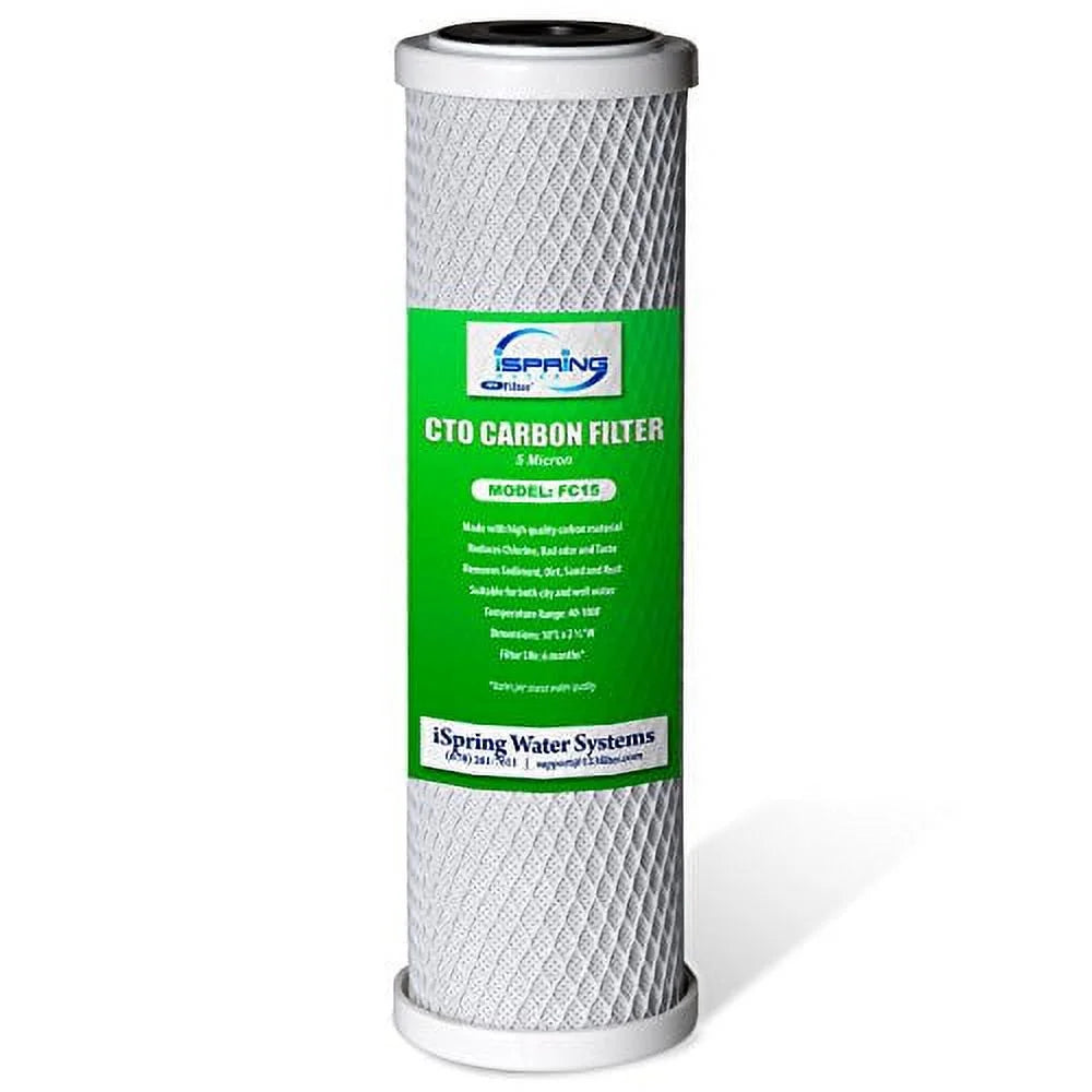iSpring  -10  Carbon Block Filter Cartridge, 5 Microns, 10" x 2-1/2", White