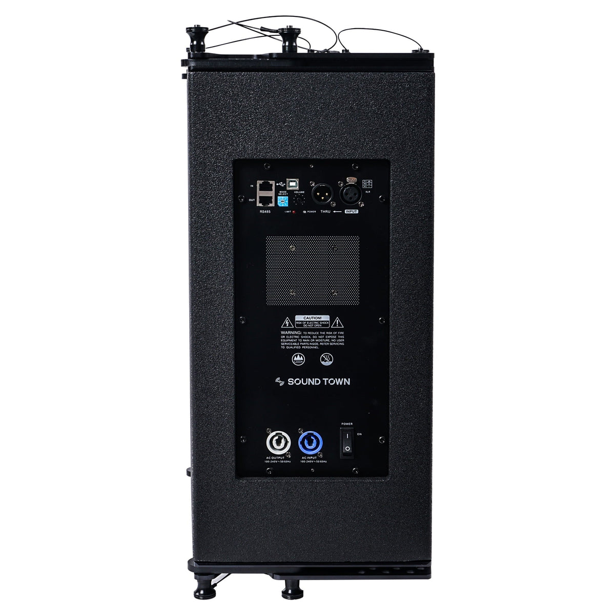 Sound Town  Series Line Array Speaker System with Four Compact Powered 1  10-inch Line Array Speakers, Black for Stages, Clubs, Bars, Restaurants, Churches and Schools