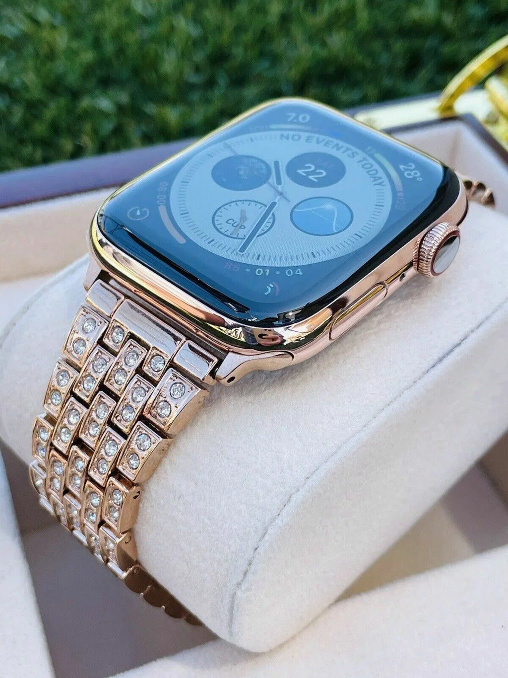 Custom 24K Rose Gold 45MM iWatch  7 Stainless Steel Rose Gold Band