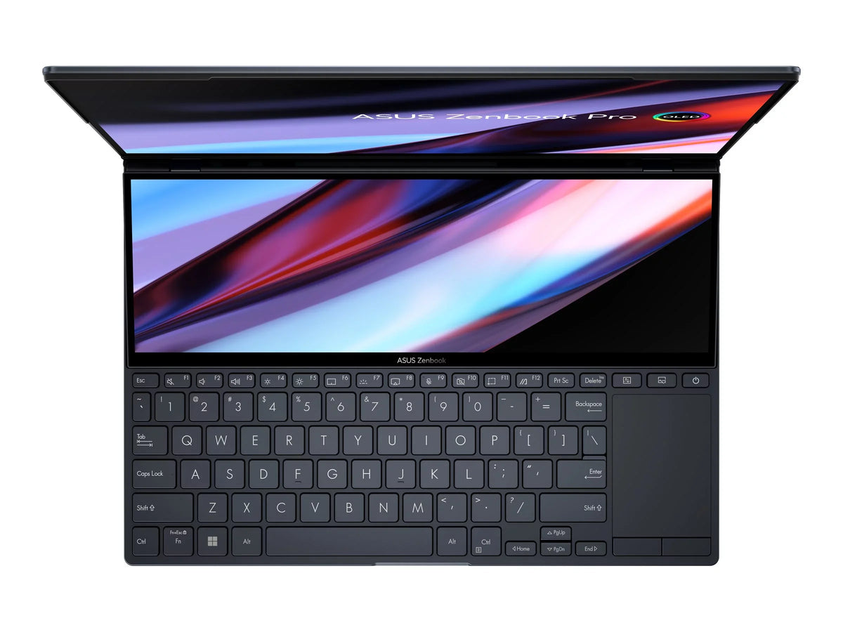 Zenbook Pro 14 Duo  - - Intel Core i9 12900H / 2.5 GHz - Win 11 Home -   3050 Ti  - 32   - 1   NVMe, Performance - 14.5"  touchscreen 2880 x 1800 (2.8K) @ 120 Hz - Wi-Fi 6E - tech black