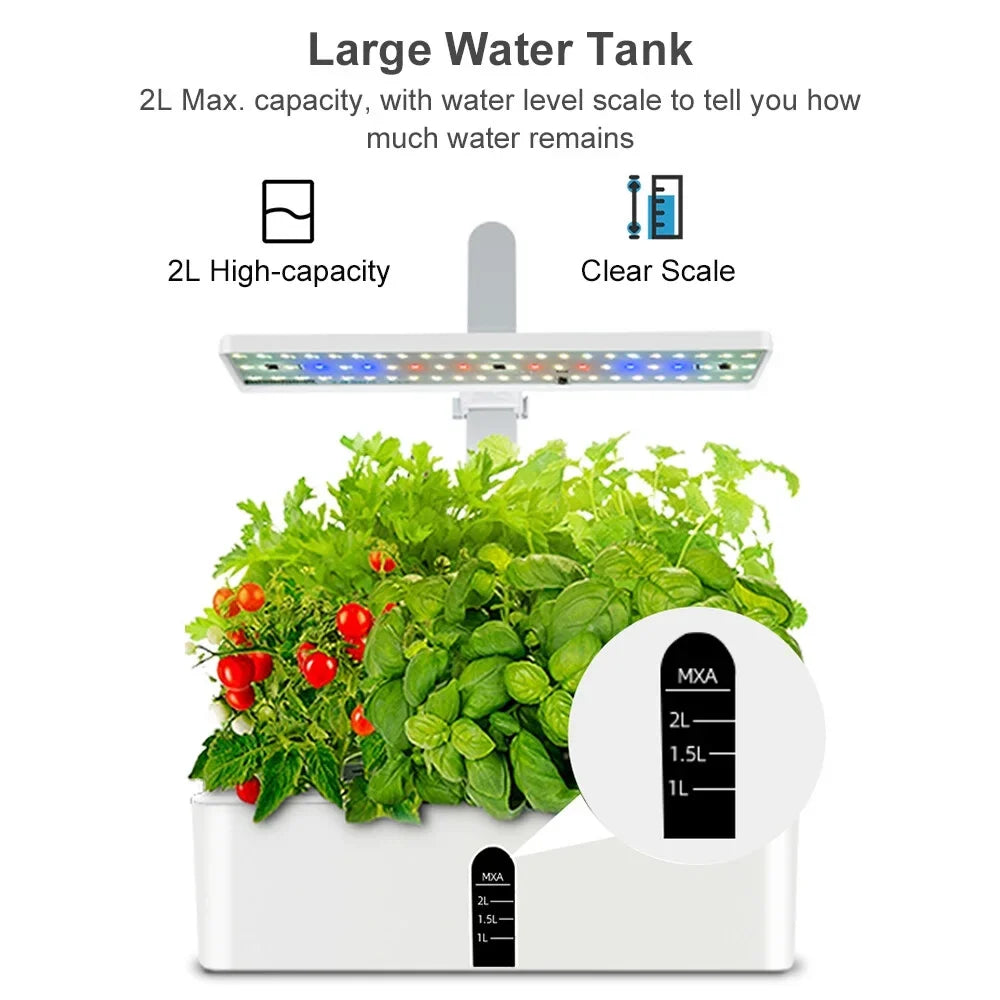 Leyfeng Smart Hydroponics Growing System Indoor Herb Garden Kit 9 Pods Automatic Timing with Height Adjustable 15W  Grow Lights 2L Water Tank Smart Water Pump for Home Office Kitchen