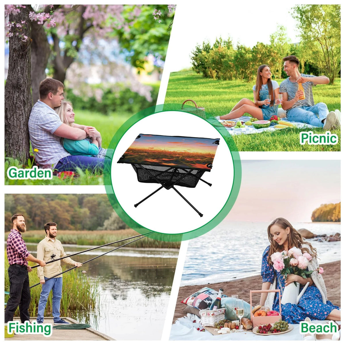 Autumn Leaves in Sunset Camping Folding Table Portable Beach Table with Storage Bag Compact Picnic Table for Outdoor Travel Fishing