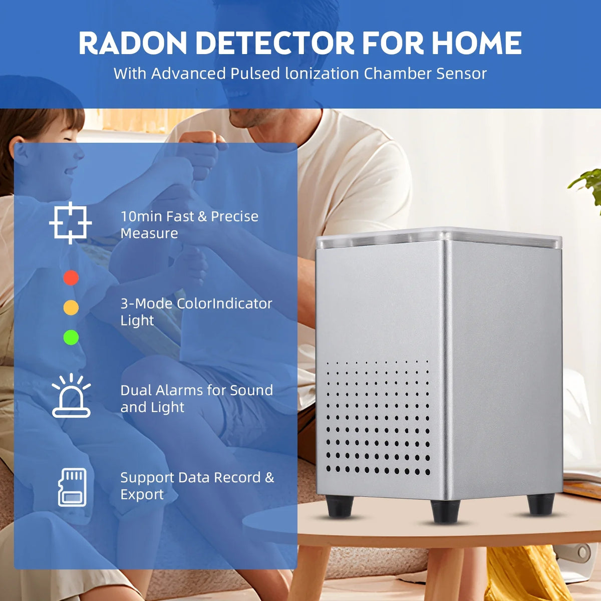 Pristin Radon Detector,Radon Tuya  Alarms Professional Smart Indoor Room Office  Quickly Sensitively WiFi Radon Tester Sound Alarms Professional Monitor Data WiFi Radon Tester Indoor