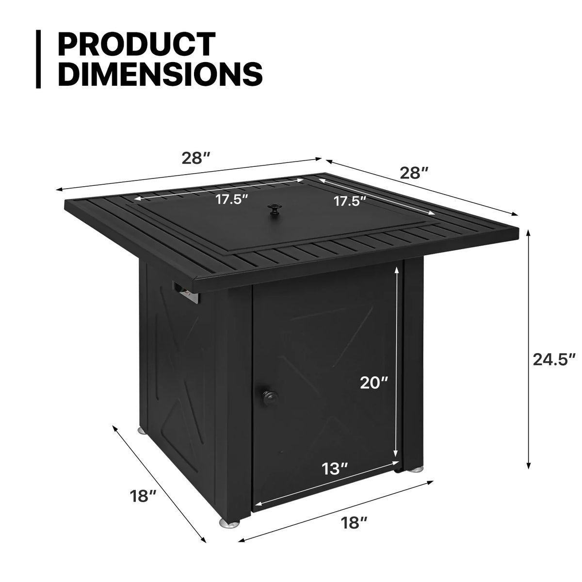 MoNiBloom 28" Fire Pit Table 50,000  Square Propane Gas Fire Pit Table with Lava Rocks and Metal Lid for Outdoor Patio, Black