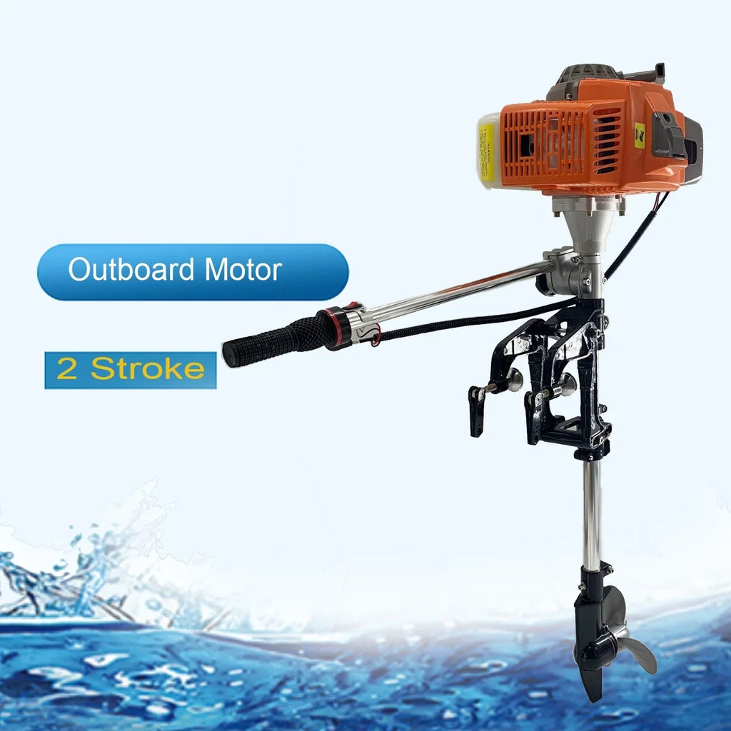 2-Stroke 4HP Electric Trolling Motor 63CC Outboard Motor Transom Mounted Motor with Air Cooling System