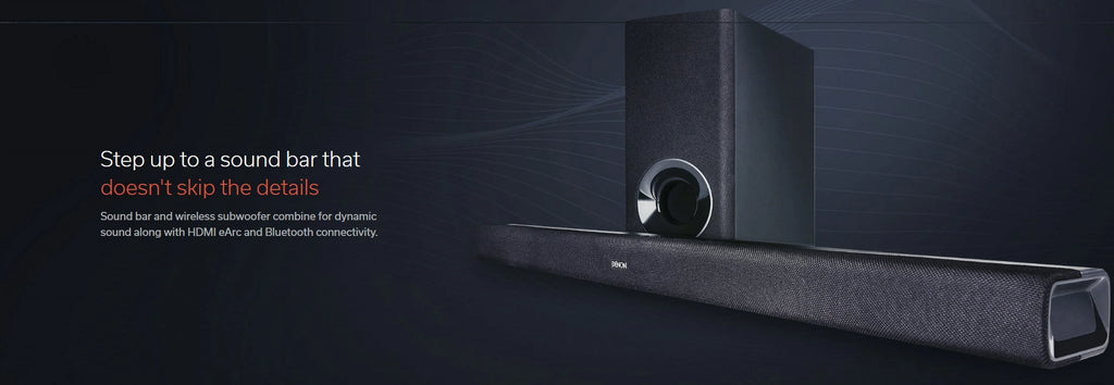 Denon - Bluetooth Sound Bar and Subwoofer with an Additional 1 Year Extended Amber Protection (2020)
