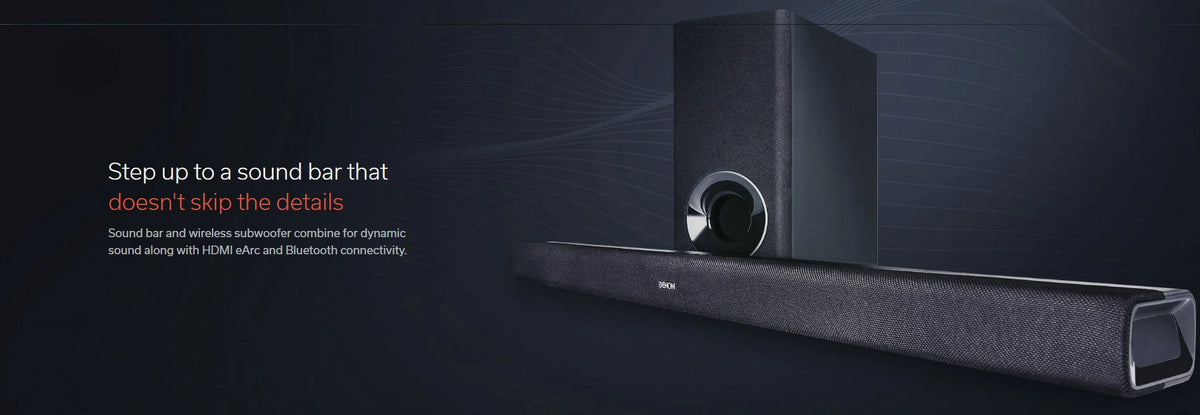Denon - Bluetooth Sound Bar and Subwoofer with an Additional 1 Year Extended Amber Protection (2020)