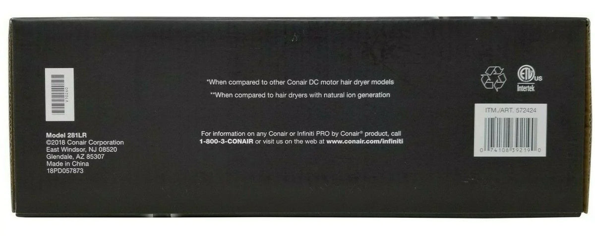 Conair Infiniti Pro 1875 Watt Styling Tool Salon Performance  Motor Hair Dryer