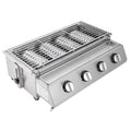 Countertop Barbeque Grill,  Gas 4-Burner Stainless Steel Grill for Outdoor Sliver
