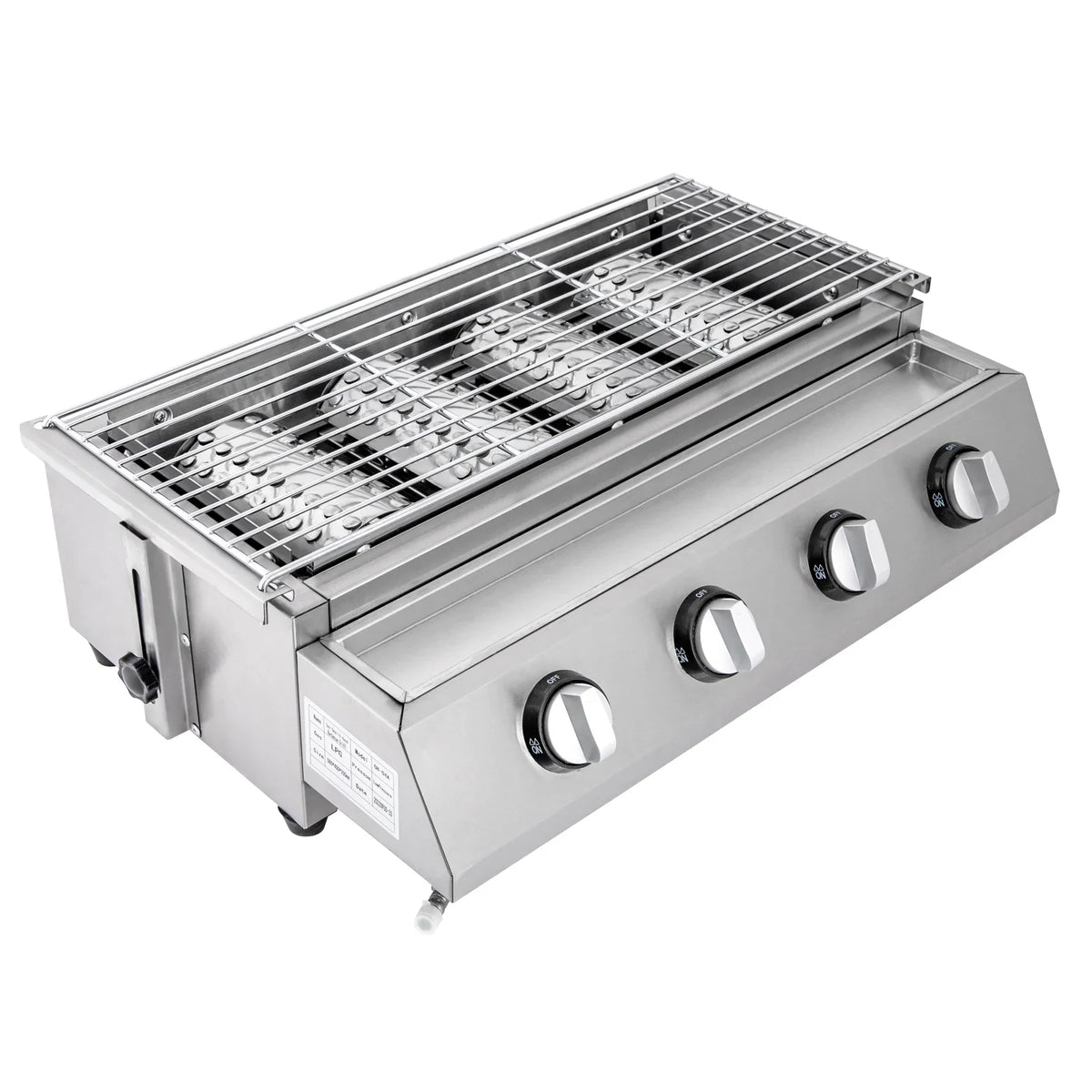 Countertop Barbeque Grill,  Gas 4-Burner Stainless Steel Grill for Outdoor Sliver