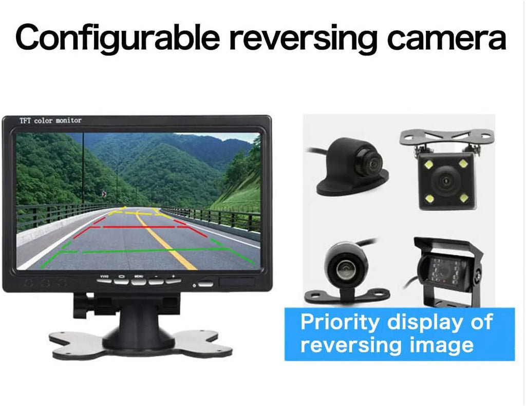'-Qtech 7 Inch Rear View Camera Screens, Full Colour  Display, 800 * 480 , -24v, / Video Switching,  Car Monitor for Car Trucks Buses Motorbikes