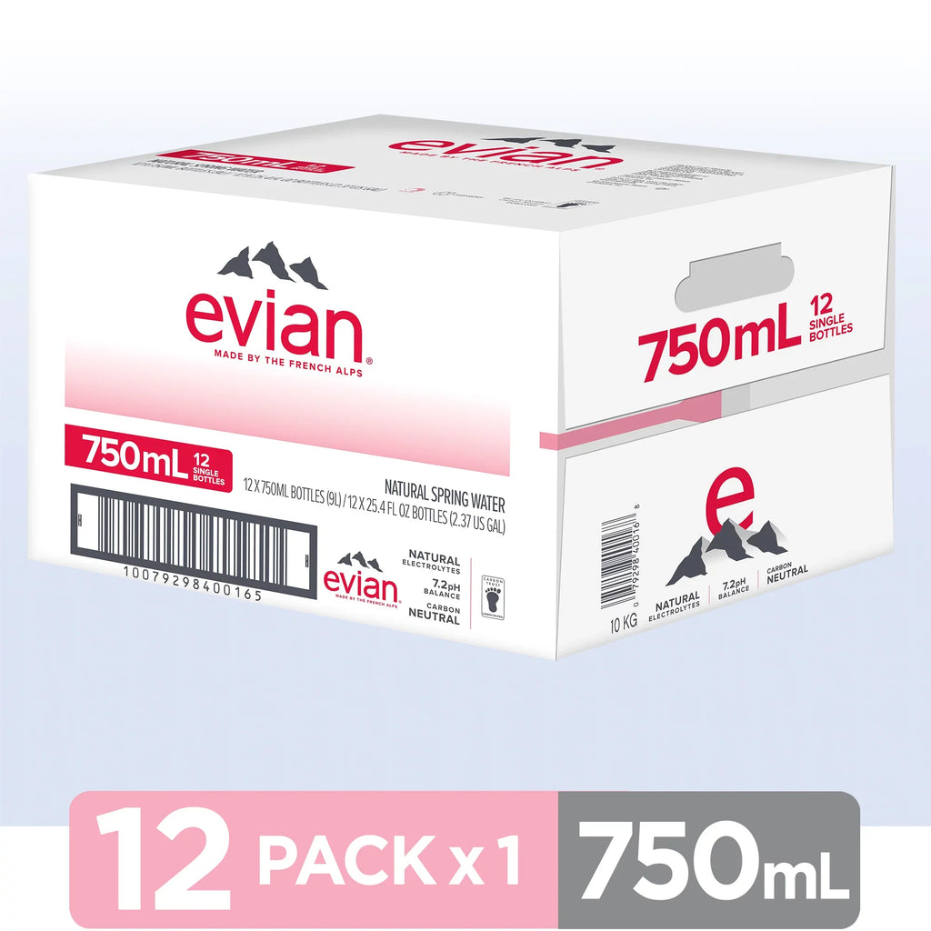 evian Natural Spring Water, 25.36 Fl Oz, 12 Count Bottles