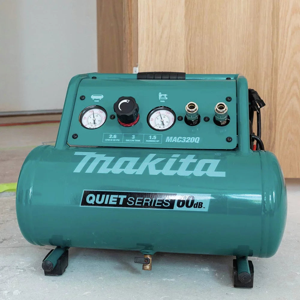 Makita  Quiet Series 1-1/2  3 Gallon Oil-Free Hand Carry Air Compressor