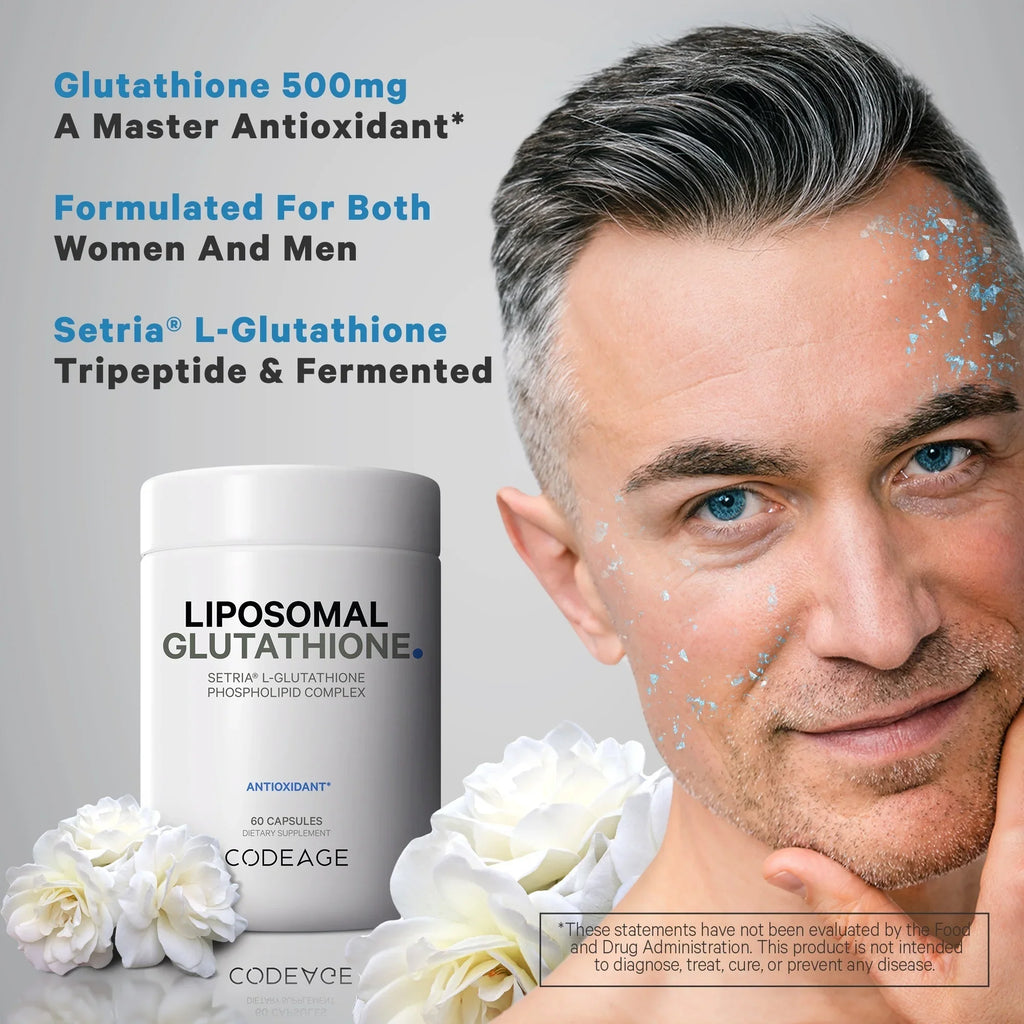 Codeage Liposomal Glutathione, Setria®  Glutathione Capsules, Phospholipid Complex, Vegan, Non-, 60 ct