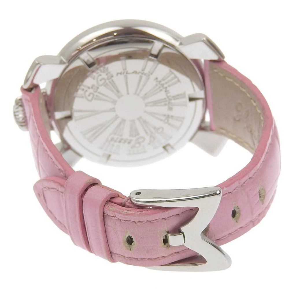 Pre-Owned Gaga Milano Manuale Watch 5020 Stainless Steel Quartz Analog Display White Dial Men's  (Good)