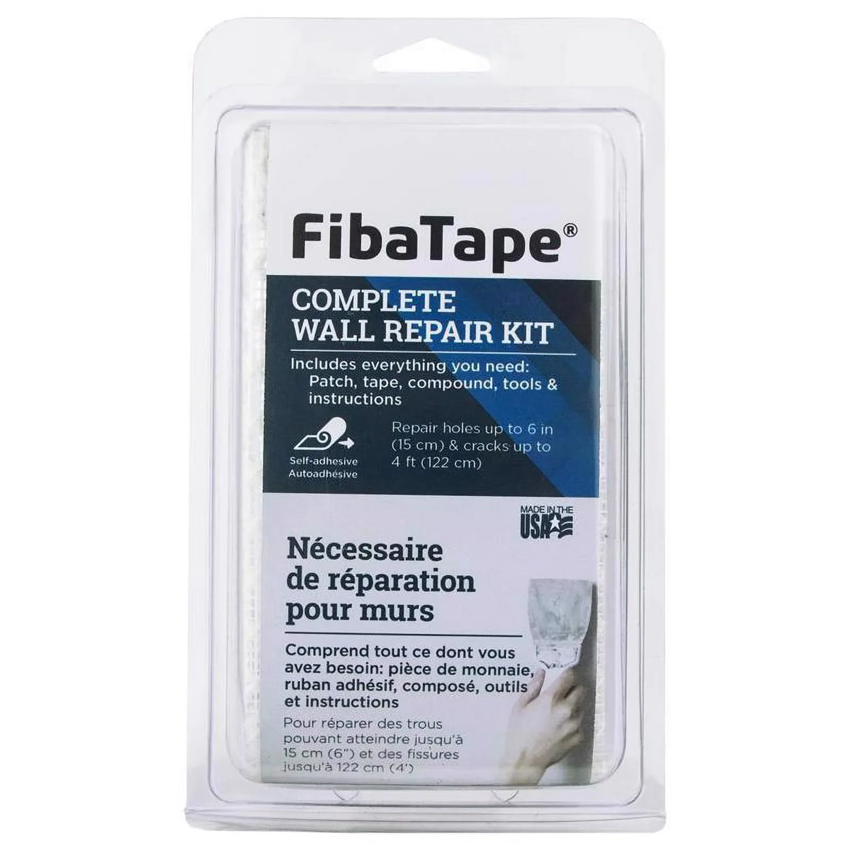 1 Pc, Saint-Gobain Adfors Fibatape 0.5 Ft.   6 In.  Fiberglass Mesh White Hole And Crack Repair Kit