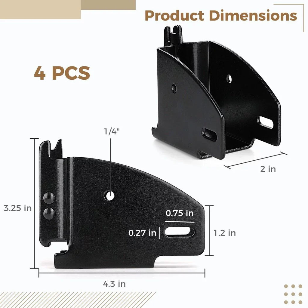 Track Wood Beam Brackets, 4PCS  Track Wood Beam Socket Fittings, Cargo Tie Down Accessories, Cargo Storage Lumber Brackets for Trucks, Trailers, RVs, Vans