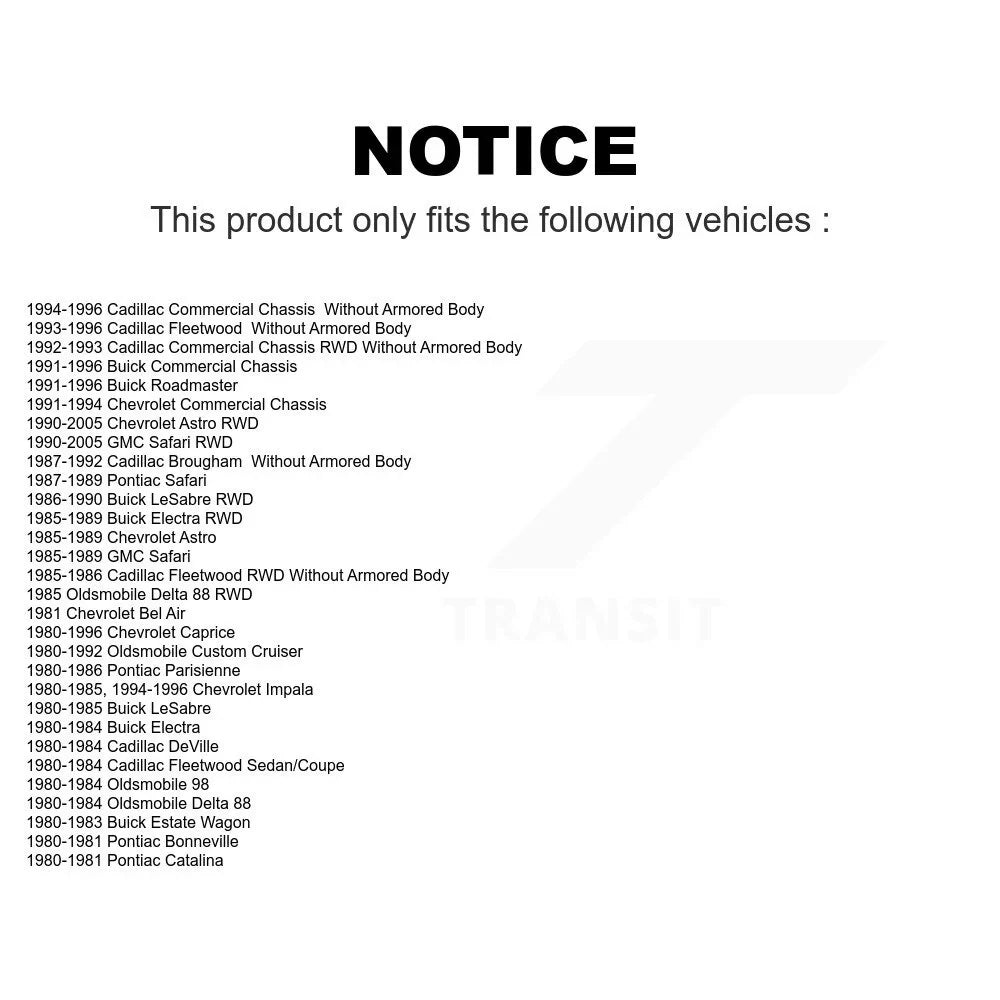 Front Tie Rod End Kit For Chevrolet Astro Caprice Safari  Buick Cadillac Roadmaster Impala Oldsmobile LeSabre Fleetwood Brougham Delta 88 Electra DeVille Pontiac 98 Parisienne Custom Bel -101847