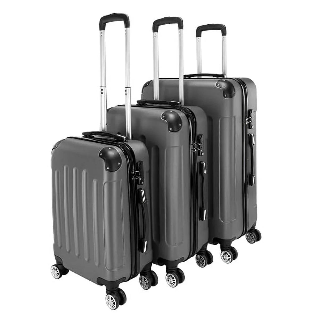 3-in-1 Portable  Trolley Case 20" / 24" / 28" Dark Gray - Lightweight Travel Suitcase Set