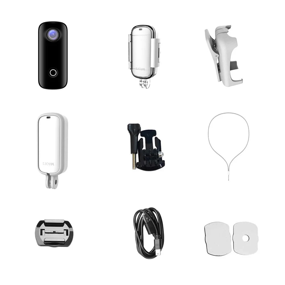 Mini Action Camera 1080P/30fps Digital Video Camera 30M Waterproof Magnetic Body Built-in Battery WiFi Connection  Sharing with Waterproof Case Back Clip Lanyard