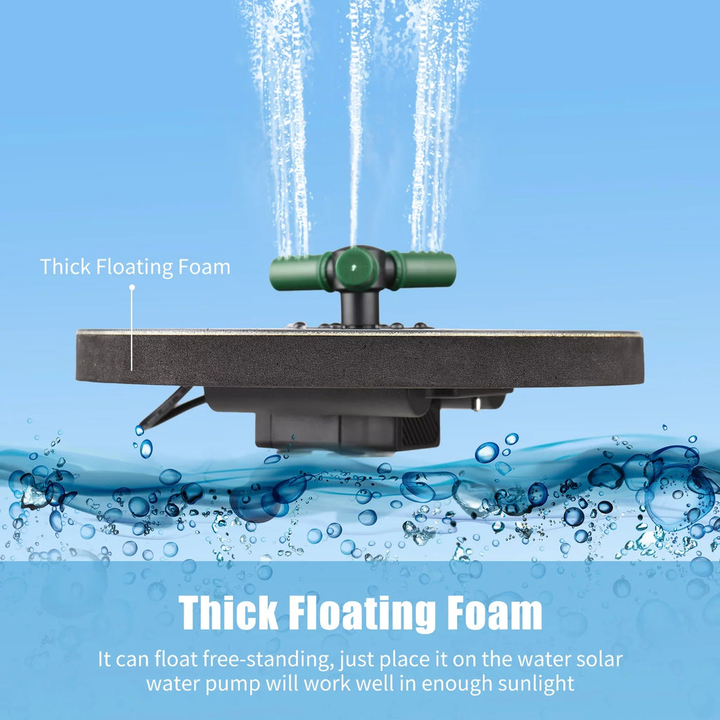 6W Colorful Solar Fountain Pump With Rotatable Nozzle  Solar Pump With Battery Auto-Shut off 9 Inch Fountain for Bird Bath Garden Small Pond