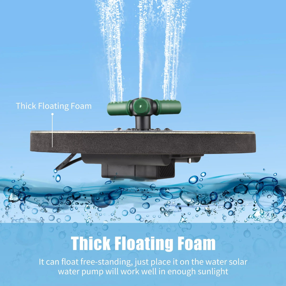 6W Colorful Solar Fountain Pump With Rotatable Nozzle  Solar Pump With Battery Auto-Shut off 9 Inch Fountain for Bird Bath Garden Small Pond