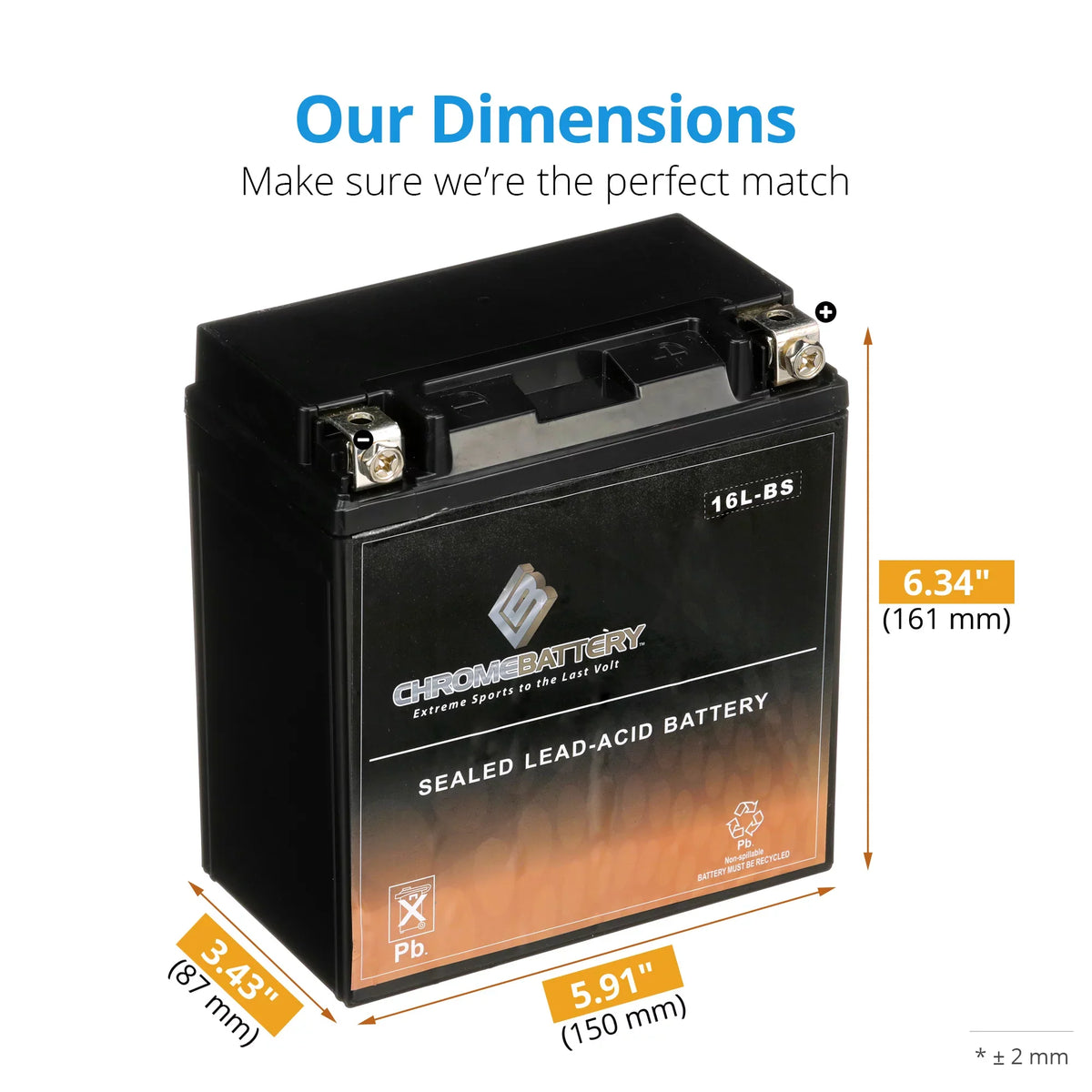 Chrome Battery - (16L- 12 Volt,14 Ah, 230 ) Jet Ski Battery for Kawasaki 750cc Jh750 Ss St Xi Xir 1992