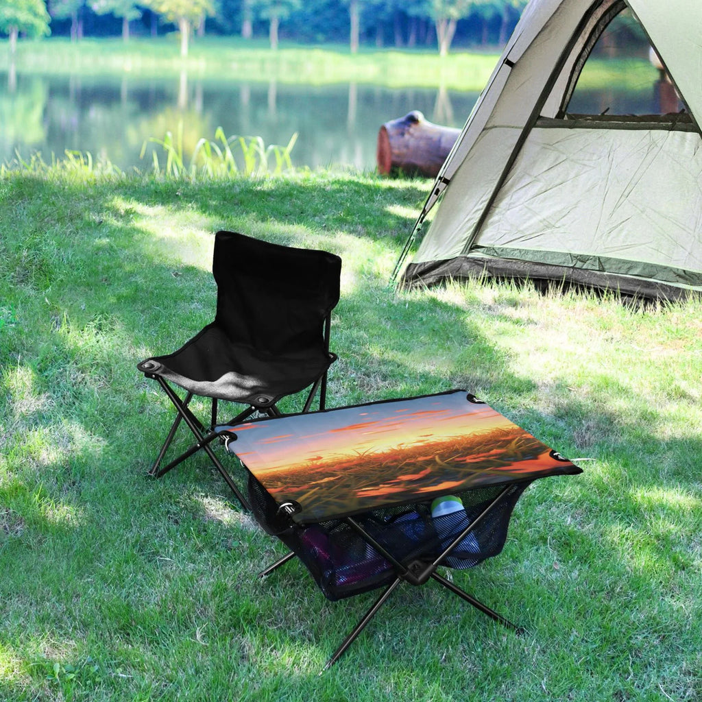 Autumn Leaves in Sunset Camping Folding Table Portable Beach Table with Storage Bag Compact Picnic Table for Outdoor Travel Fishing