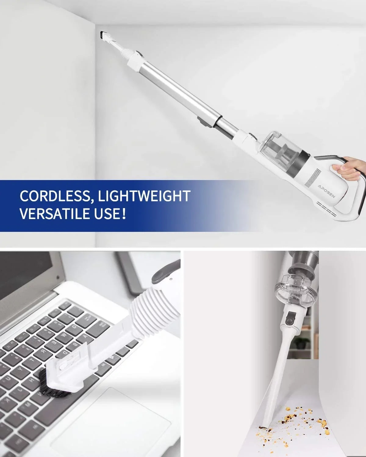Cordless Vacuum 4-in-1 Lightweight Stick Vacuum Cleaner for Carpet, Hard Floors, Pet Hair -