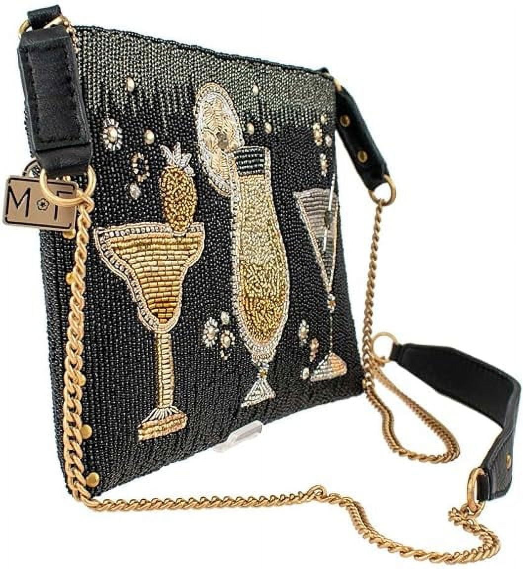 Mary Frances Another Round Crossbody Clutch Cocktails Handbag, Black