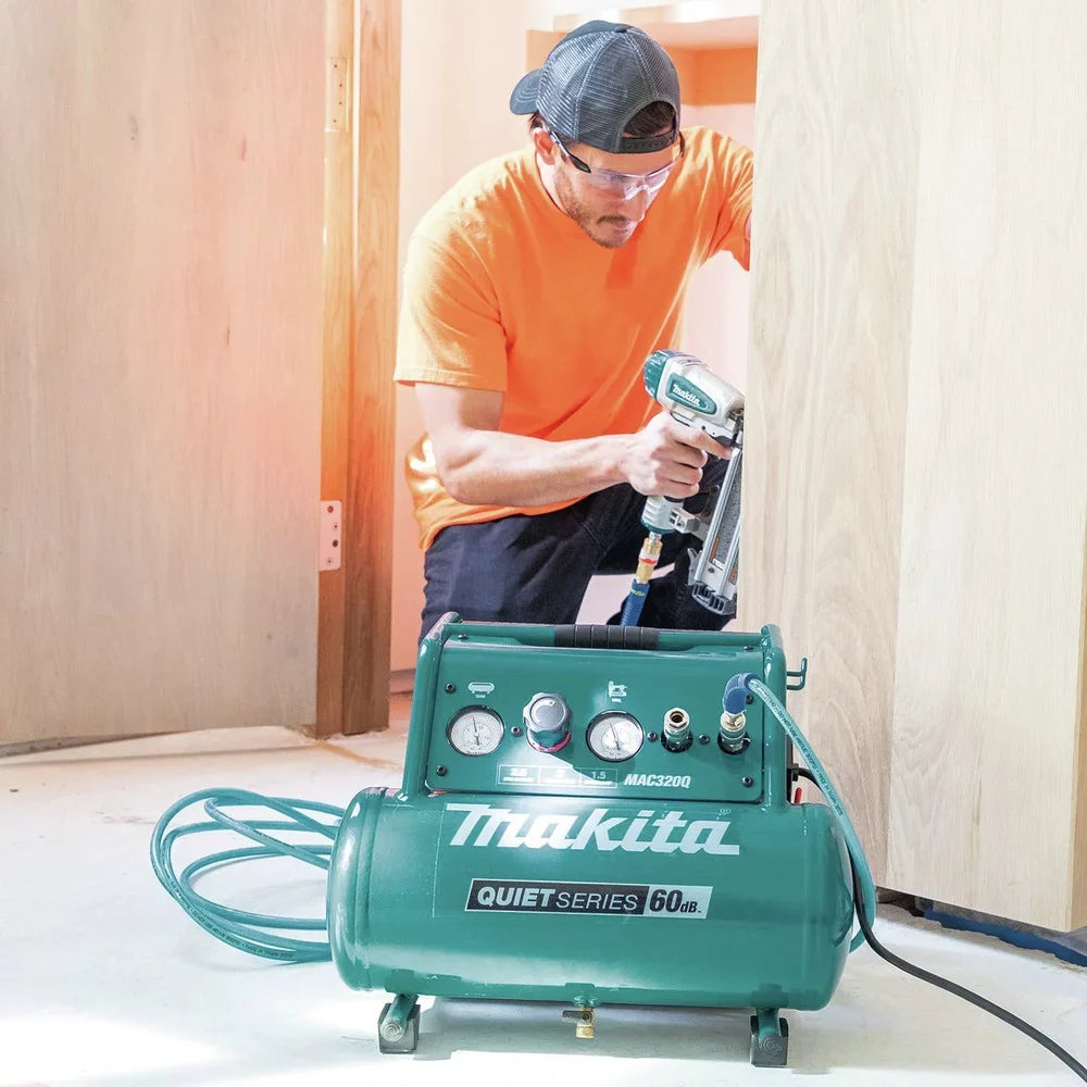 Makita  Quiet Series 1-1/2  3 Gallon Oil-Free Hand Carry Air Compressor