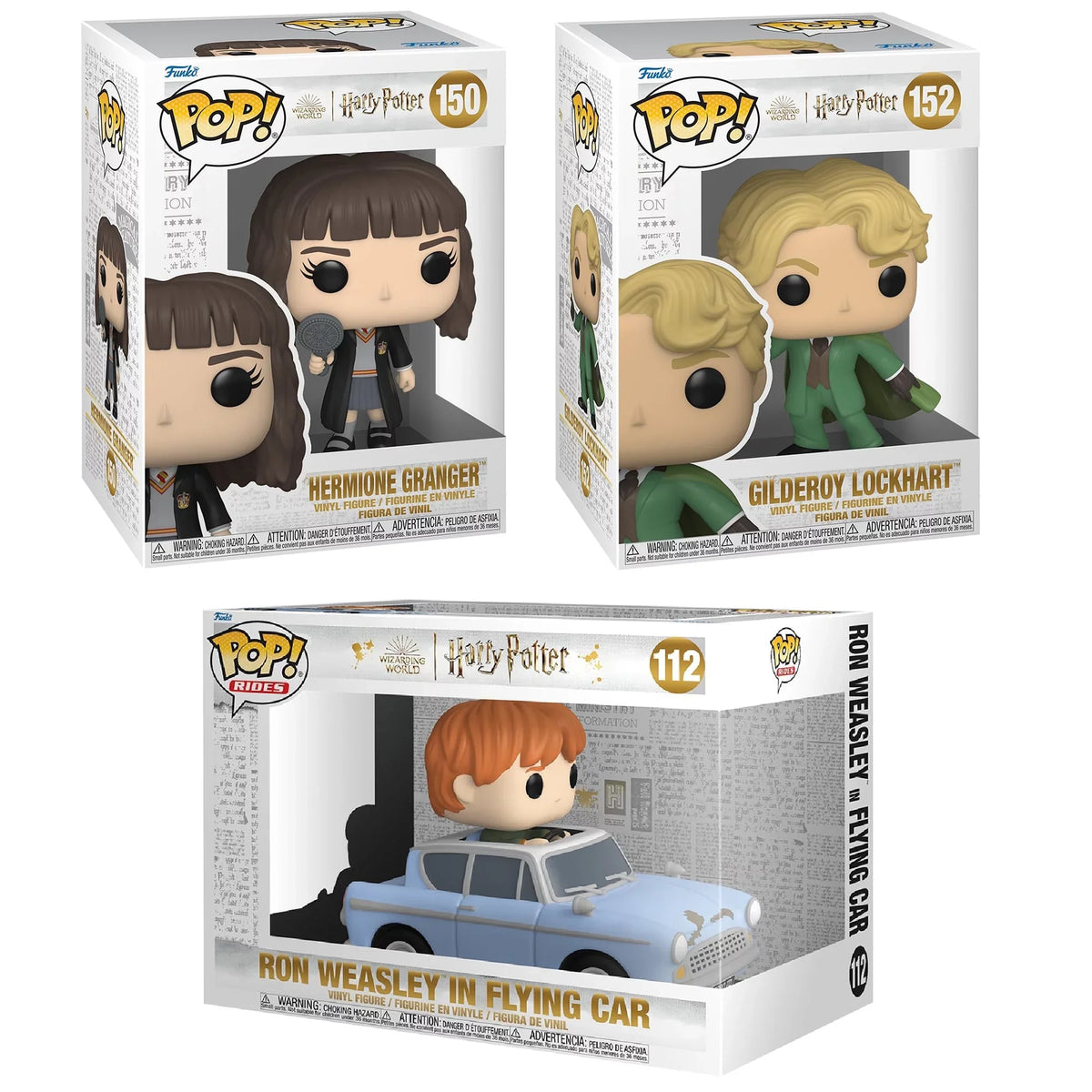 Funko ! Movies: Harry Potter The Chamber of Secrets 20th Anniversary Collectors Set - Includes: Gilderoy Lockheart, Hermione Granger With Mirror, & Ron Weasley In Flying Car