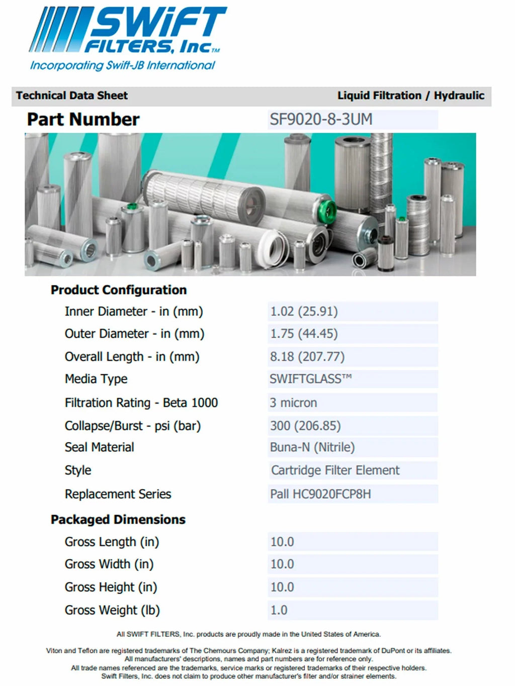 Direct Interchange for   ---3M rtridge Filter Element Microglass Construction 3 Micron