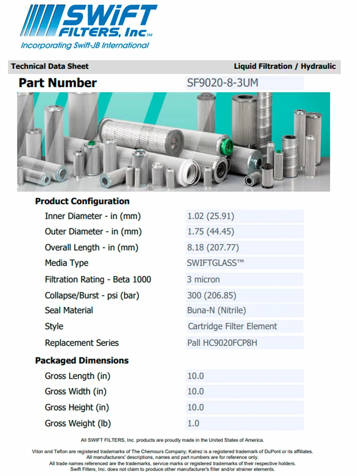 Direct Interchange for   ---3M rtridge Filter Element Microglass Construction 3 Micron