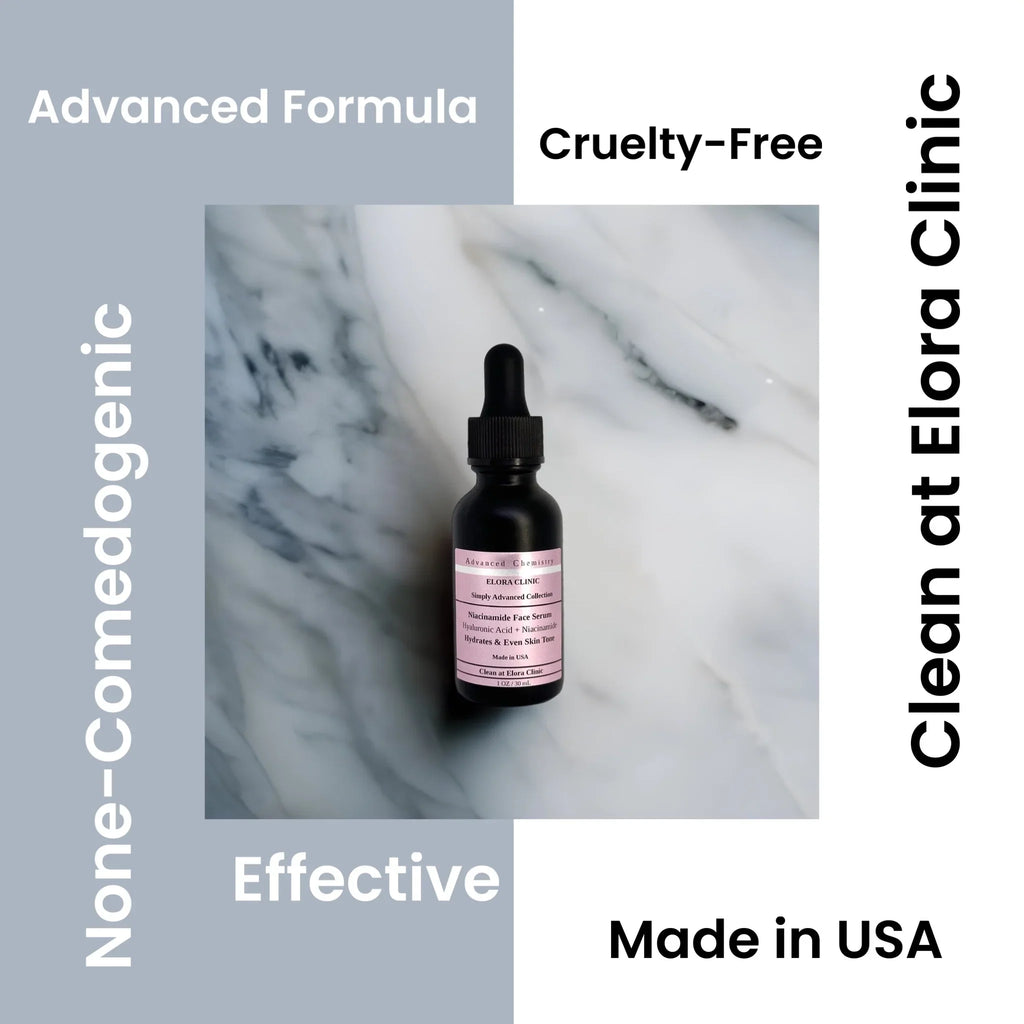 Elora Clinic 20 Niacinamide Serum - Niacinamide 20% + Hyaluronic Acid - Hydrating Hyaluronic acid + 20 Niacinamide Serum - Oil Free - Water Based