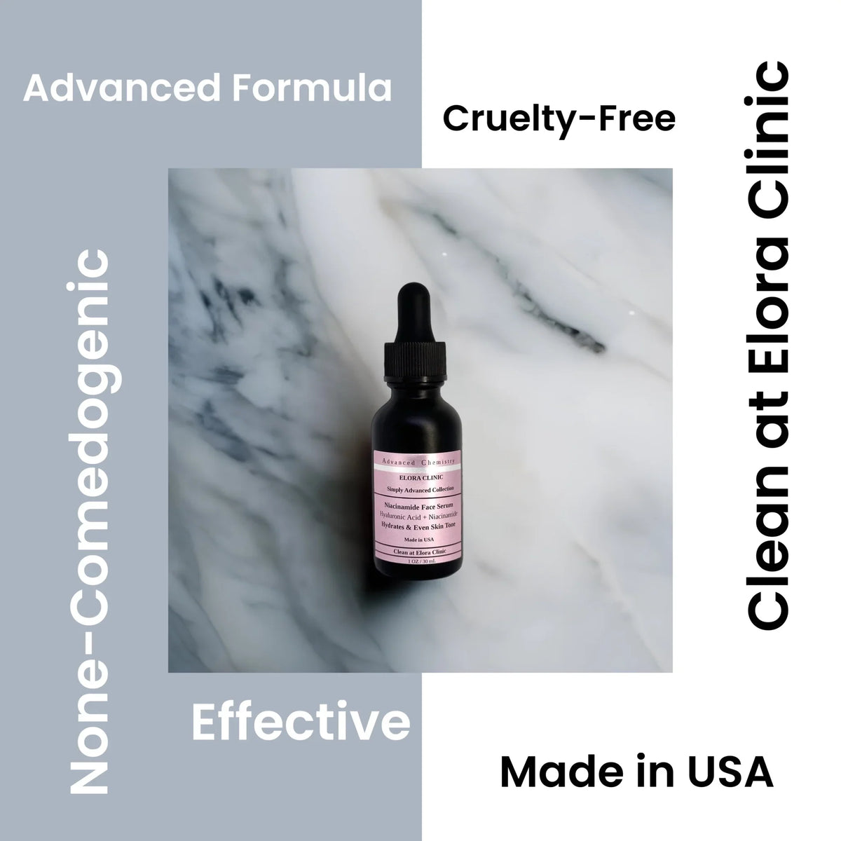 Elora Clinic 20 Niacinamide Serum - Niacinamide 20% + Hyaluronic Acid - Hydrating Hyaluronic acid + 20 Niacinamide Serum - Oil Free - Water Based