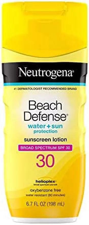 Neutrogena Beach Defense Water Resistant Sunscreen Body Lotion with Broad Spectrum  30, Oil-Free and Fast-Absorbing, 6.7 oz