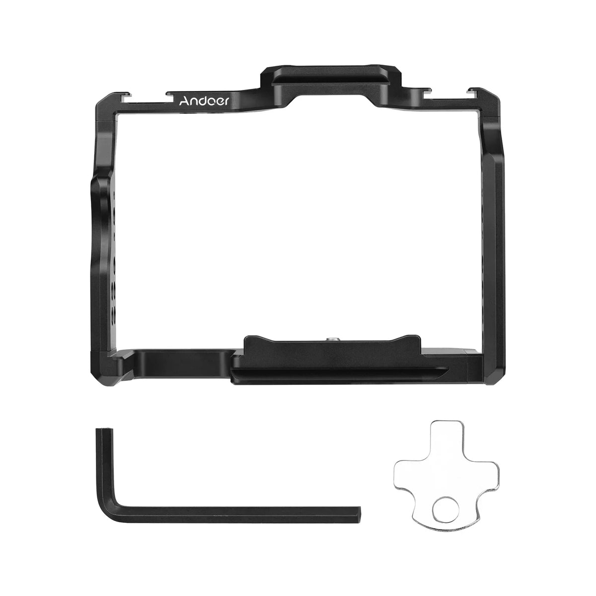 Andoer Camera Cage Aluminum Alloy Video Cage with Dual Cold Shoe Mounts Numerous 1/4 Inch Threads Replacement for Sony / / /  /  /
