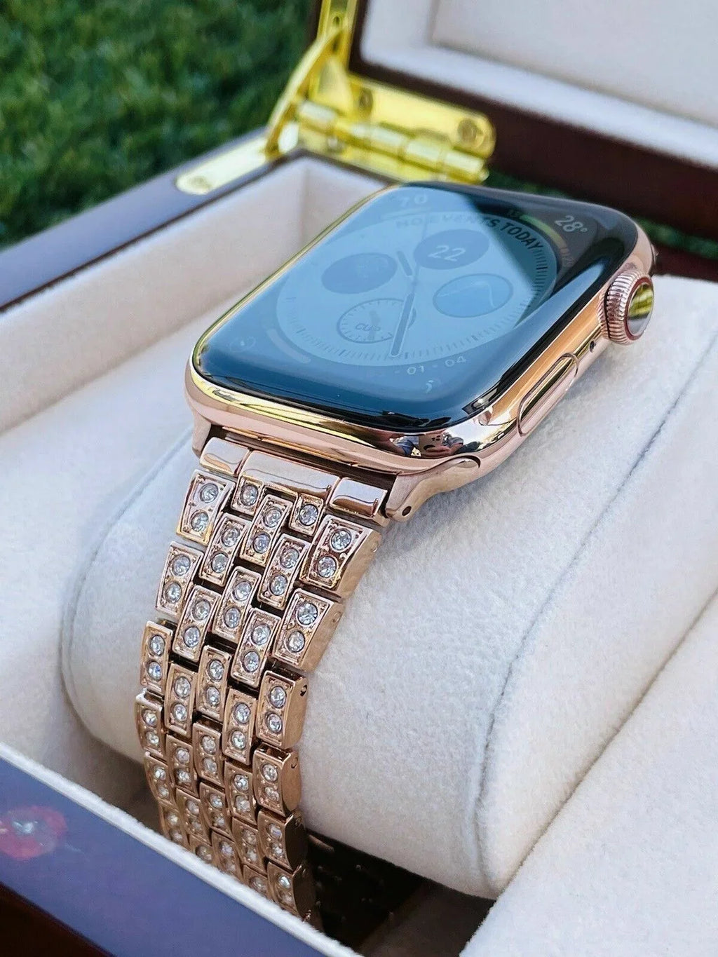 Custom 24K Rose Gold 45MM iWatch  7 Stainless Steel Rose Gold Band